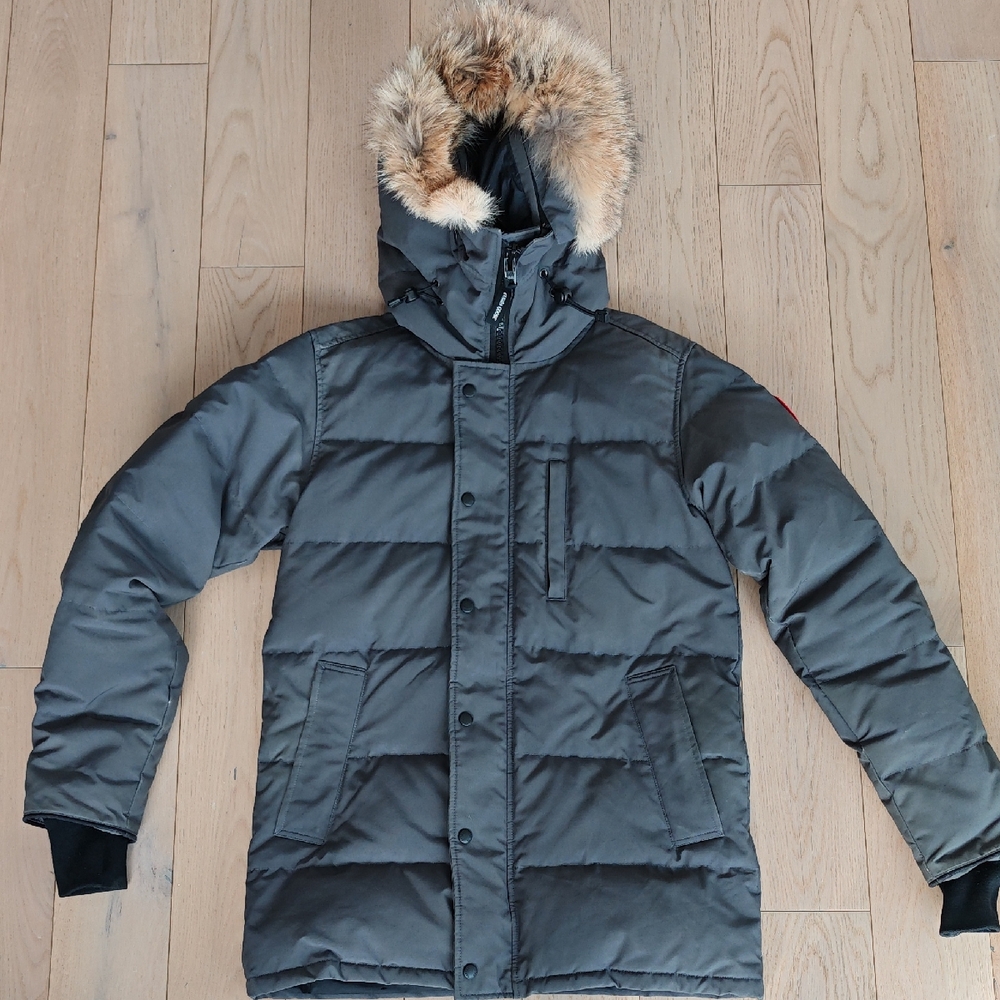 Canada Goose Charcoal Puffer Jacket with Fur Trim